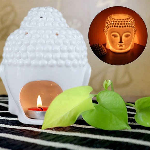 White ceramic Buddha head oil warmer - Picture 2 of 7